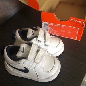 Nike Pico Baby sneaker- white and navy- size 3
